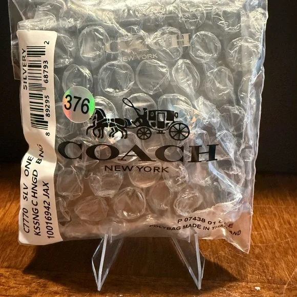 Coach Signature Enamel Huggie Earrings in Silver/Bright Blue, style number C7770 - Picture 3 of 3